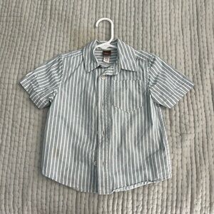 GAP Boys Blue & White Stripe Short-Sleeve Button-Down Shirt